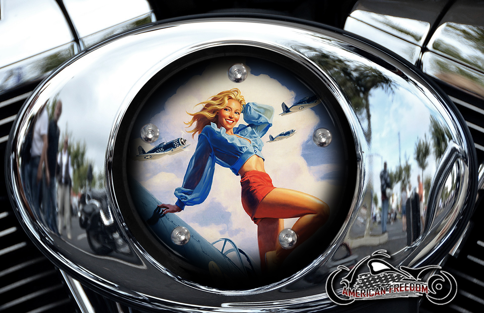 Custom Air Cleaner Cover - Red Shorts Pin Up